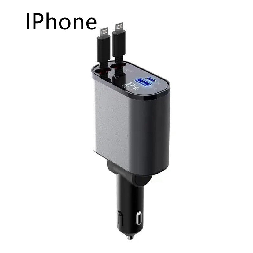 Metal Car Charger 100W Super Fast Charging USB And TYPE-C Adapter