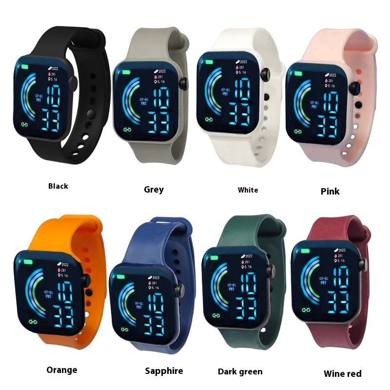 Square Large Screen Student Couple Sports Led Watch